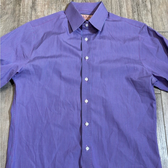 THOMAS Pink slim fit men’s button down long sleeve shirt size 15 - Picture 2 of 5